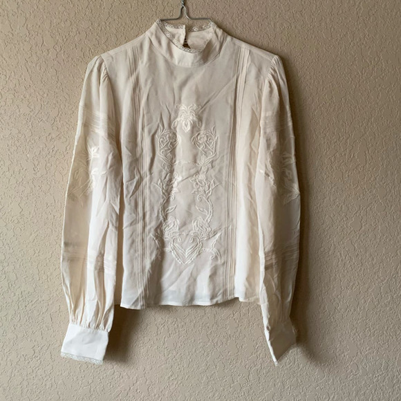 Reformation Cream Embroidered Blouse - Picture 5 of 11